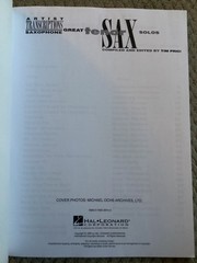 Great Tenor Sax Solos Artist Transcriptions Saxophone Hal Leonard (1995, PB)