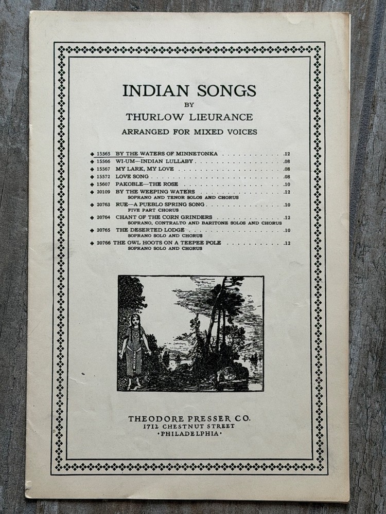 Vintage Indian Songs Thurlow Lieurance SATB Mixed Voices Sheet Music