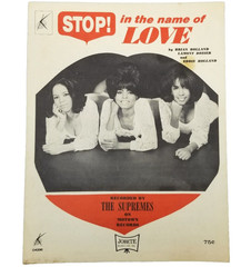The Supremes Stop In The Name Of Love Sheet Music 1965 Vintage Motown Diana Ross