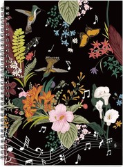 Blank Sheet Music Notebook 100 Pages 26x19cm Flora Spiral Bound Design