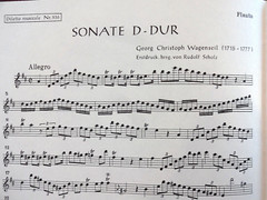Vintage « Sonate D-Dur » for flute and Basso continuo by Wagenseil