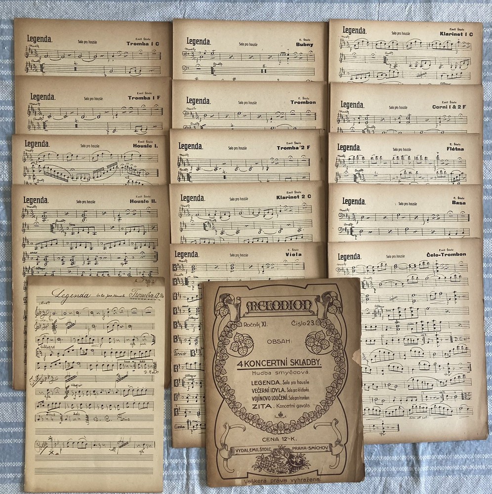 VTG Czech Orchestration Melodion Emil Stolc 1st Ed Set + Hand Written Parts RARE