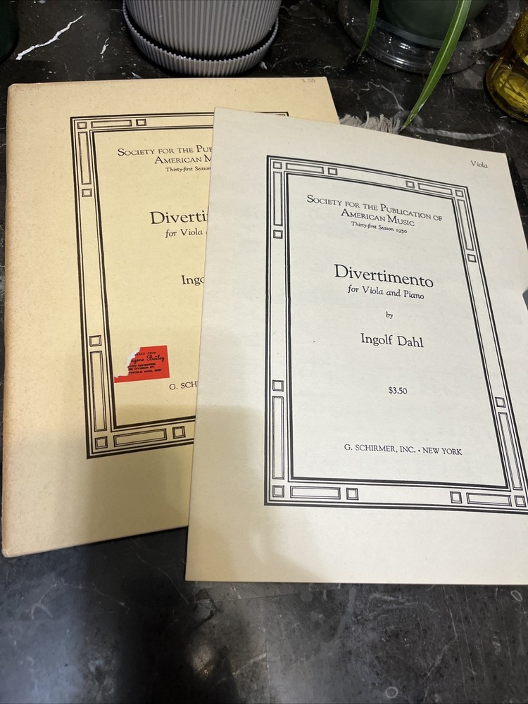 Divertimento For Viola & Piano By Ingolf Dahl, SPAM 1950 Parts and Score