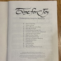 TIME FOR JOY CONTEMPORARY SONGS FOR WEDDINGS Songbook 1980 Sacred Songs Music