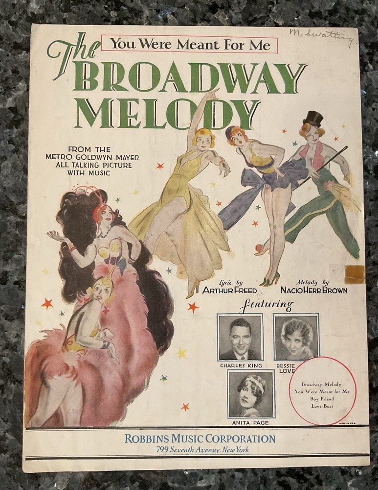 Antique Sheet Music “You Were Meant For Me” Broadway Melody 1929