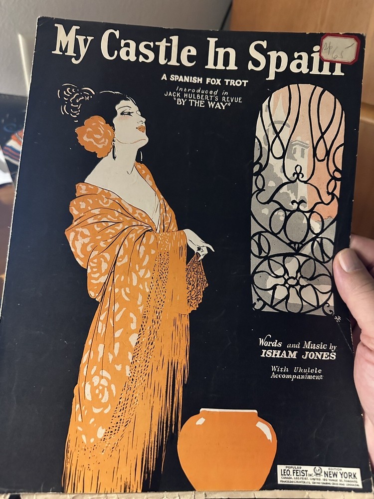 1925 9×12 Exotic Ragtime sheet music MY CASTLE IN SPAIN by Isham Jones