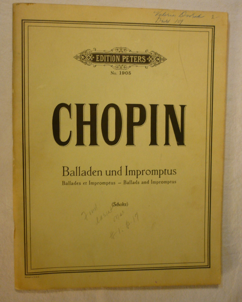Edition Peters Chopin Balladen und Impromptus S3