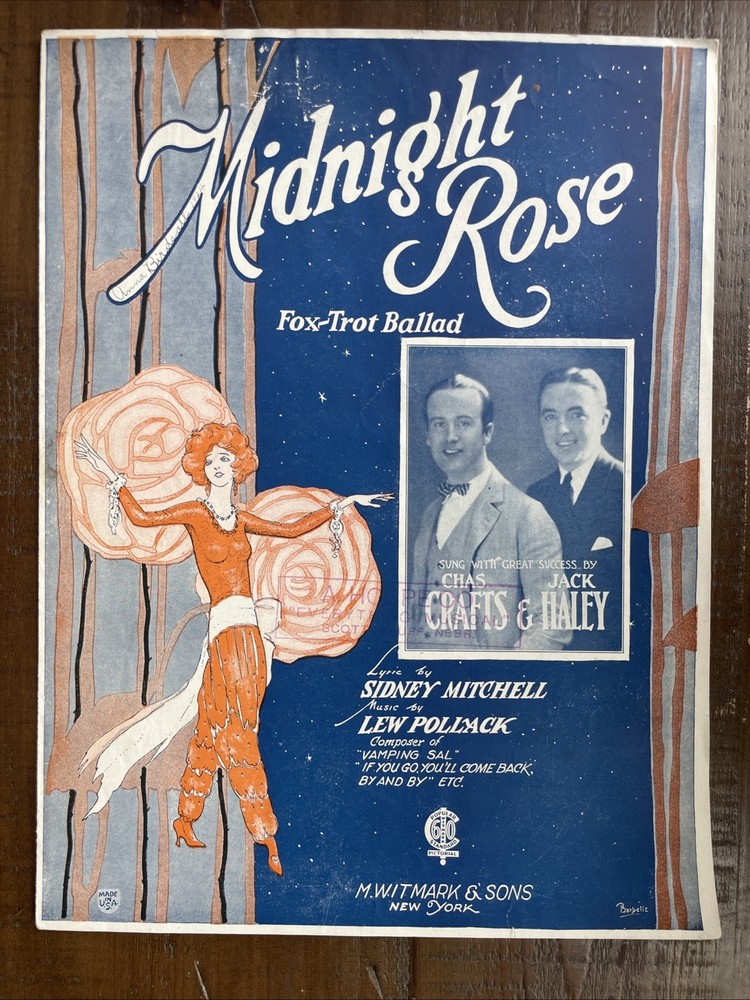 Midnight Rose Fox Trot Ballad VTG Sheet Music