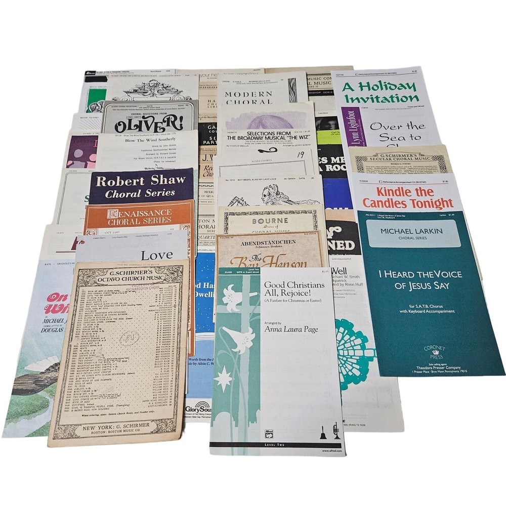 Chorale Sheet Music Lot of 44 Many Religious Some Show Tunes and more