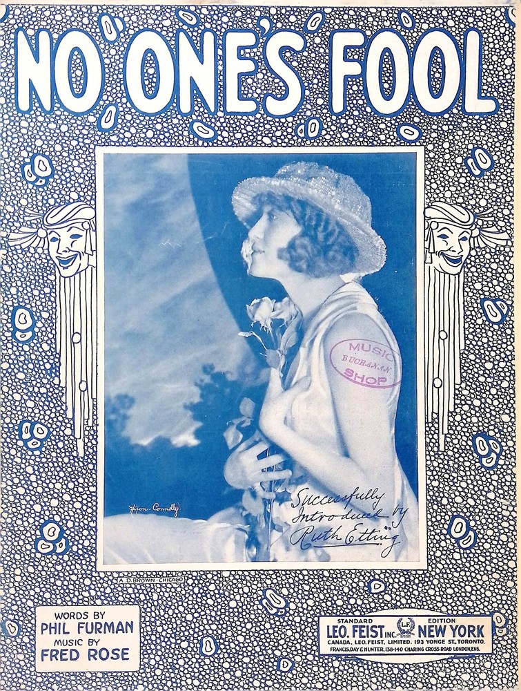 No One&rsquo;s Fool Sheet Music Ruth Etting Fred Rose Phil Furman 1921 Fox Trot