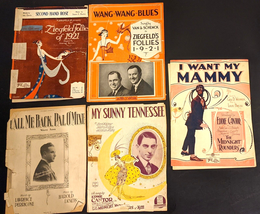 1921 VTG Lot of 5 Sheet Lyrics Words Music Eddie Cantor