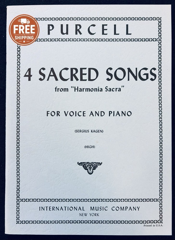 Purcell 4 Sacred Songs Harmonia Sacra High Voice & Piano Sheet Music IMC