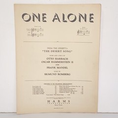 Vintage 1926 One Alone Sheet Music from the Operetta The Desert Song
