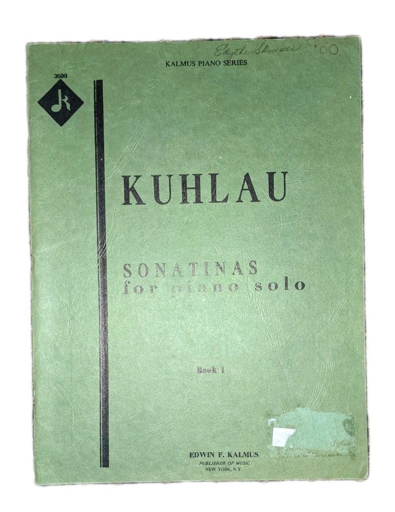 Vintage Kuhlau Sonatinas For Piano Solo Book 1 Edwin F Kalmus Piano Series