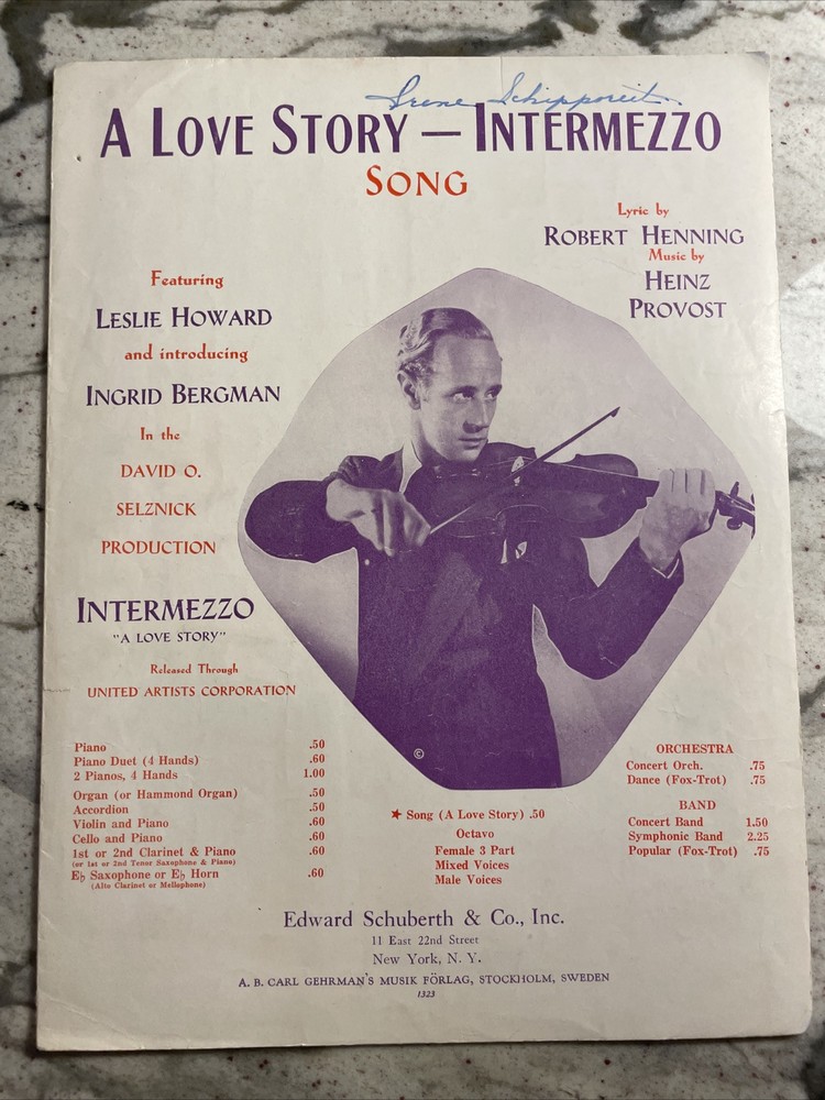 A Love Story – Intermezzo Song – Octavo Mixed Voices – 1940 sheet music