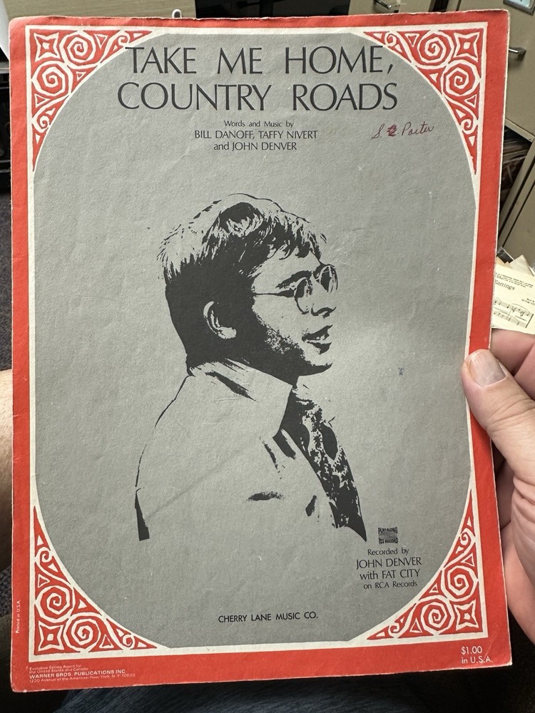 J 1971 JOHN DENVER sheet music ‘Take Me Home Country Roads’