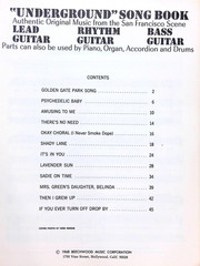 Underground Song Book Music From The San Francisco Scene 1968 Lead Rhythm Guitar