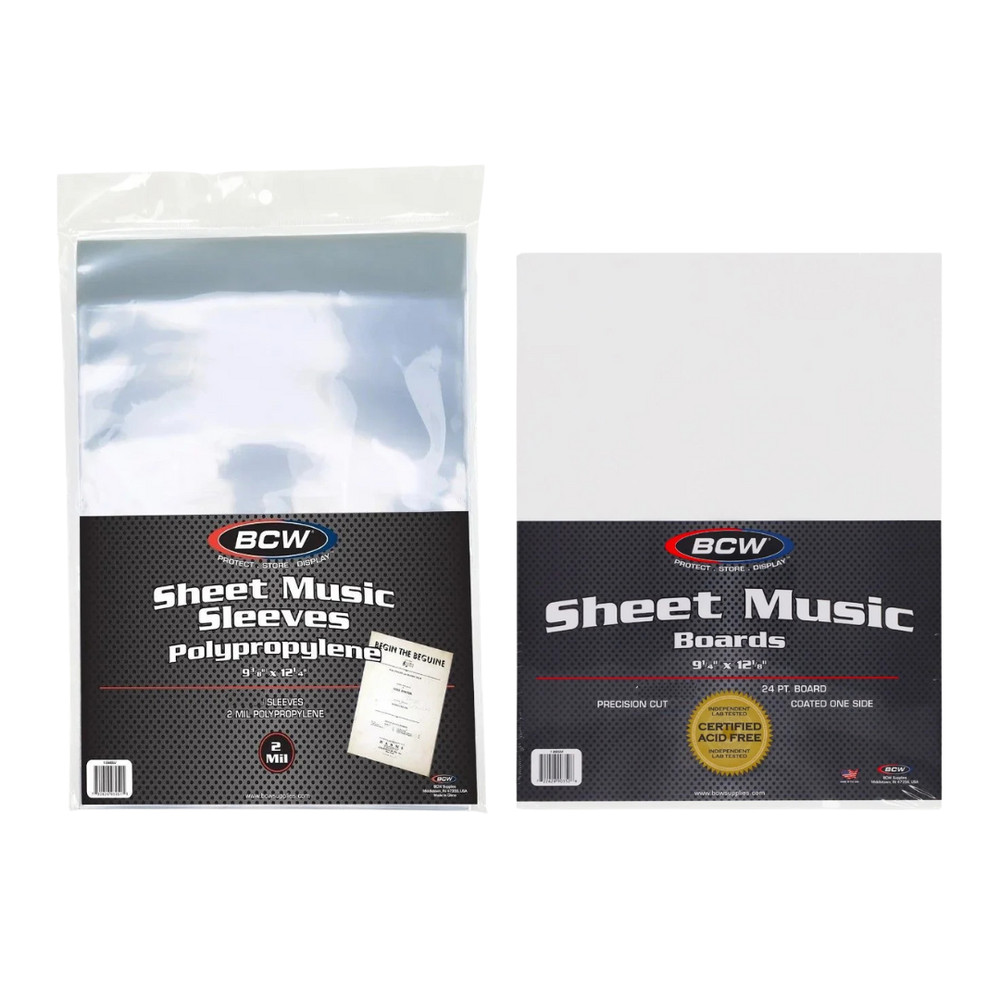 10 Pack BCW Sheet Music Sleeves and Boards Acid Free Sheet Music Protection