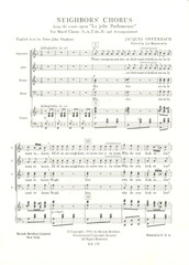 Offenbach Neighbors&rsquo; Chorus Sheet Music SATB Mixed Voices Piano 1954 Meyerowitz