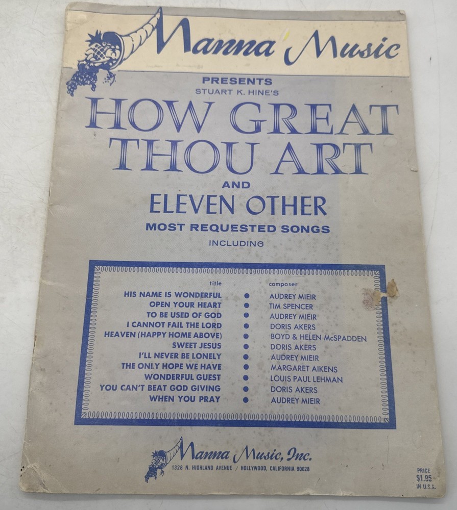 Vintage Gospel Songbook Manna Music 12 Songs Christian Piano 1966 Good