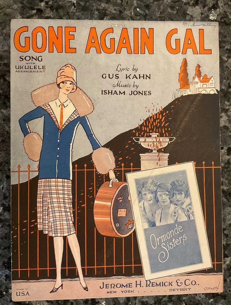 Antique Sheet Music “Gone Again Gal” Ormandy Sisters1926