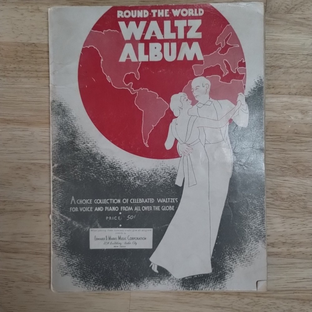 Vintage Sheet Music Book c1935 Round the World Waltz Album 56 Pages Piano