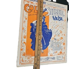 1903 Gold & Silver Valse Sheet Music Franz Lehar Art Nouveau Cover