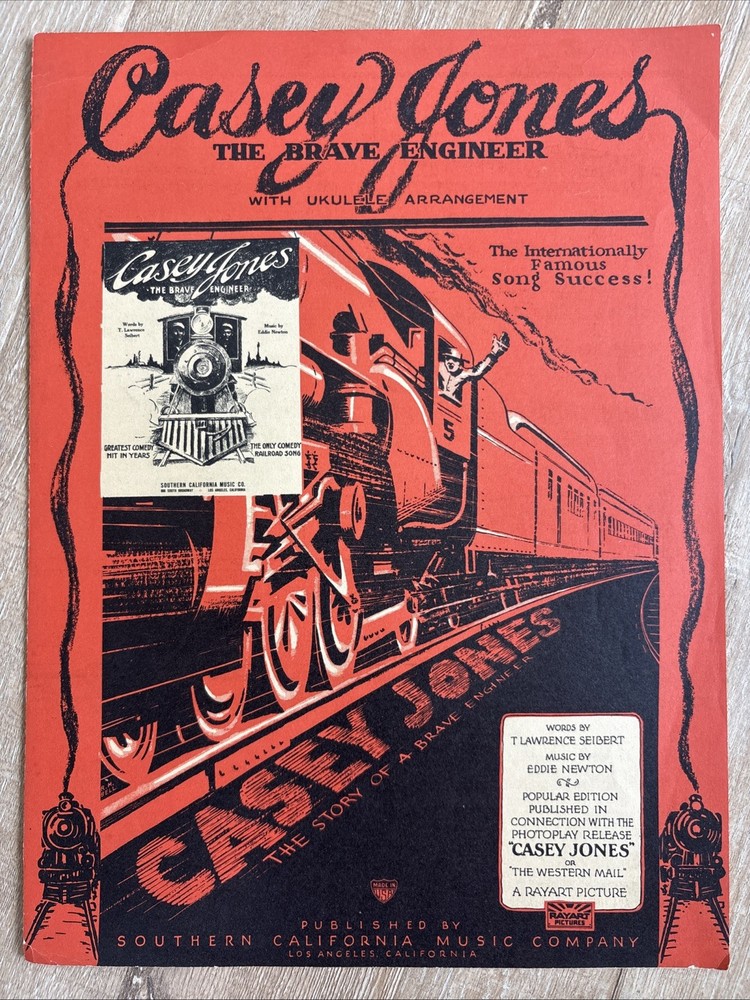 CASEY JONES The Brave Engineer Seibert Newton 1927 Sheet Music Ukulele SoCal