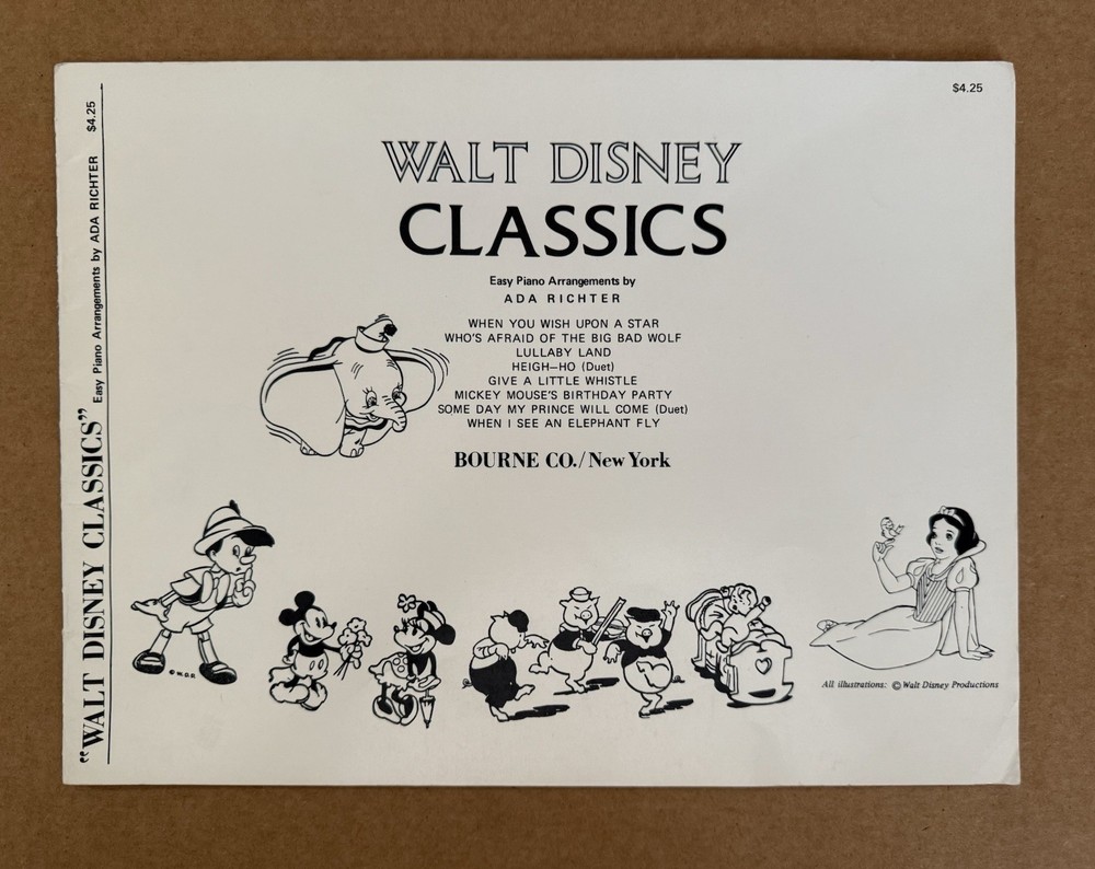 Walt Disney Classics Piano Sheet Music Easy Arrangements Bourne Co Writing