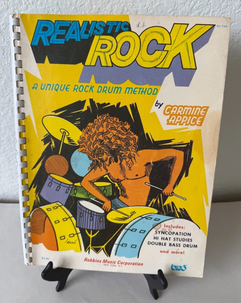 Realistic Rock Carmine Appice Drum Method Book Vtg 1970 First Edition Spiral
