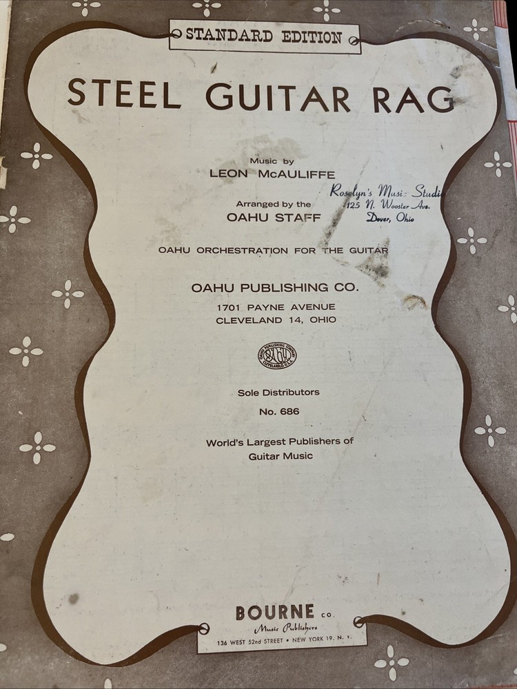 Steel Guitar Rag Leon Mcauliffe Oahu Orchestra Sheet Music