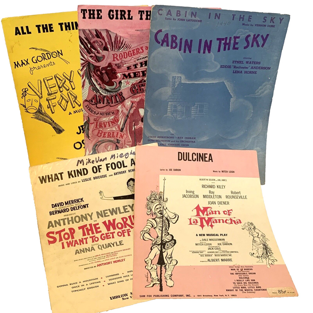 Musical Showtunes Vintage Sheet Music Lot Of 5 Play Songs Piano Music