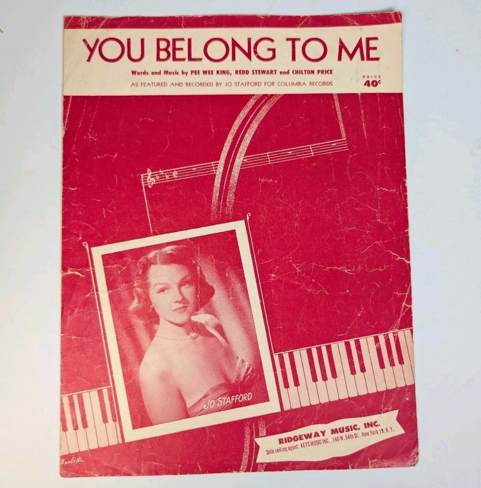 Vintage Sheet Music – 1952 You Belong To Me by P.W. King, R. Stewart & C. Price