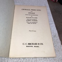 Chorale, Prize Song and Finale, Richard Wagner CC Birchard & Co 1929