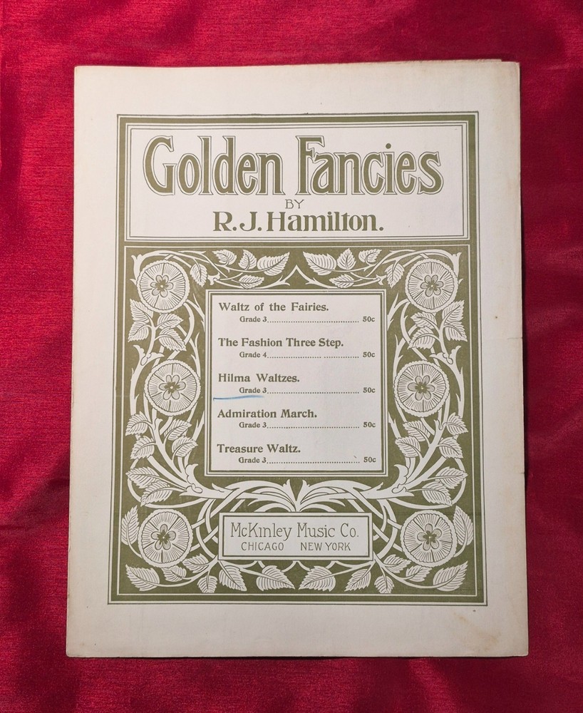 1904 Antique Sheet Music GOLDEN FANCIES « Hilma Waltzes » By RJ Hamilton