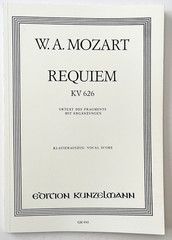 Mozart Requiem KV626 Vocal Score Music Book Latin SATB Edition Kunzelmann