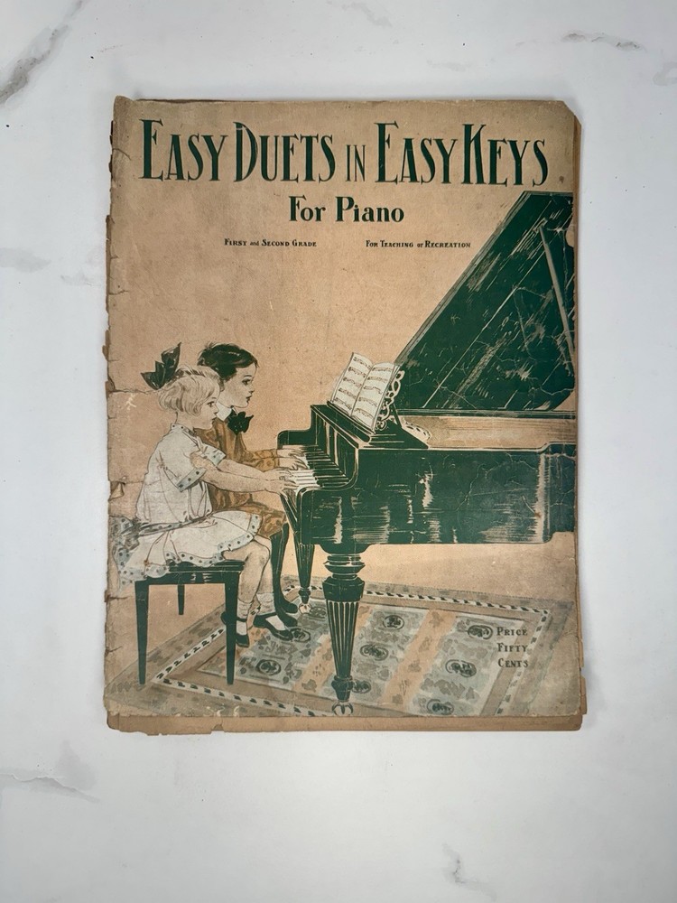 1909 Easy Duets In Easy Keys Piano Music Book G Martaine Illustrated Cover Folio