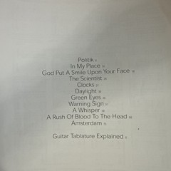 COLDPLAY – A Rush of Blood To The Head – Guitar Tablature Music Song Book 2002.