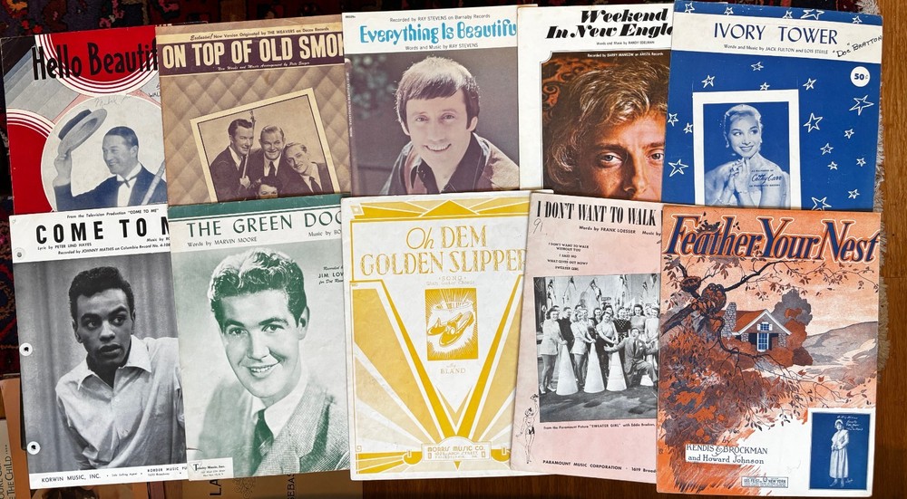 Lot of 10 Sheet Music: Ray Stevens,B Manilow, Maurice Chevalier, Johnny Mathis +