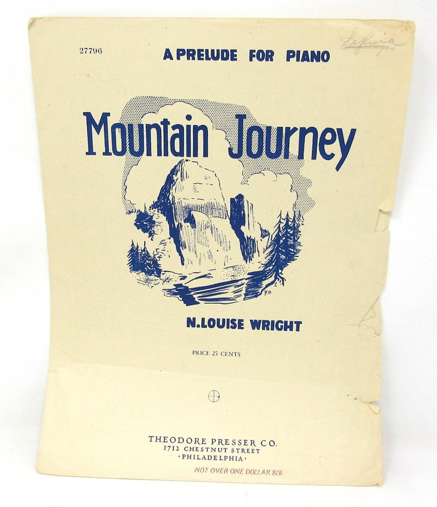 A Mountain Journey Sheet Music 1946 Prelude for Piano Wright Beginner US Seller
