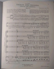 William Walton, Troilus and Cressida 1954 vocal score (ex library)