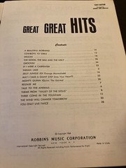 Great Great Hits All Organ Robbins Music Corporation words chords music 1968