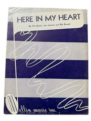 Here In My Heart Sheet Music 1952 Pat Genaro Mellin Music Broadway NYC
