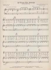 If You Go Away Guitar/Piano/Lyrics Sheet Music 1969