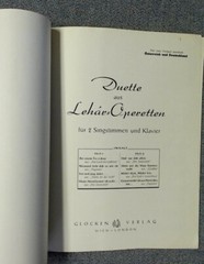 Duets From Franz Lehar Operettas Book 2 (Glocken-Verlag 1953 – German Text)
