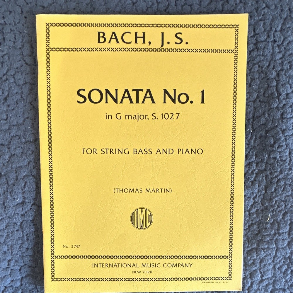 International Music Co Bach Sonata No. 1 G Major BWV 1027 Bass/Piano Sheet 3747