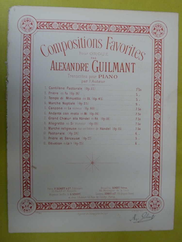 piano transcription ALEXANDRE GUILMANT allegretto en si mineur op.19 , 8 pages