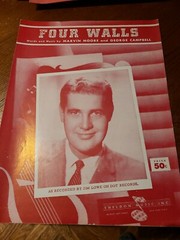 Four Walls – vintage 1957 sheet music – Jim Lowe photo on cover