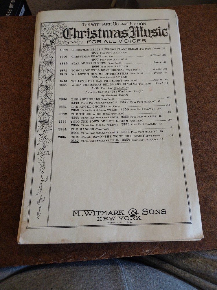 1928 M. Witmark & Sons « Christmas Dawn – The Wondrous Story » Sheet Music