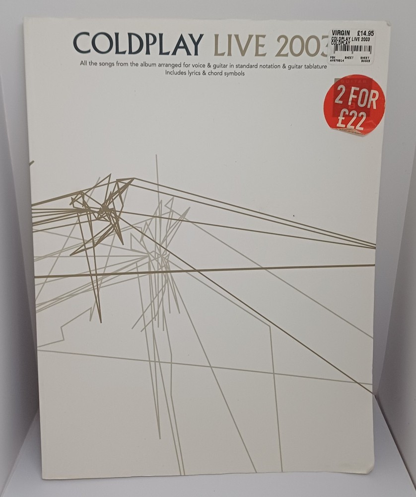 Coldplay Live 2003 Songs Arranged For Voice, Includes Lyrics & Chord Symbols